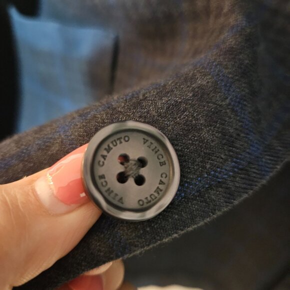 Vince Camuto Mens Large Plaid Blazer Jacket Blue & Black Wool Blend Single-Breas - Picture 4 of 16